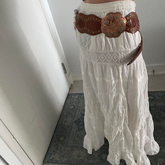 Brown and Bronze Concho Leather Y2K Belt - Picture 7 of 7